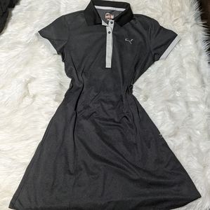 Puma Golf Lightweight Athletic Black Microdot Collared Preppy Shirt Dress sz S
